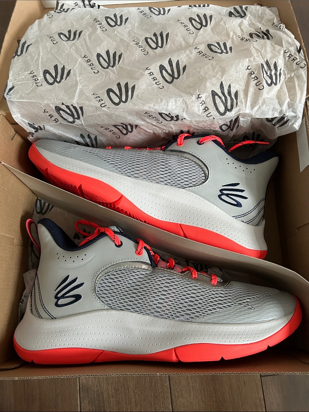 Under Armour Curry Brand Size 10 Gray and Red Basketball Shoes